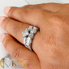 Load image into Gallery viewer, GIA Certified Princess And Round and Baguettes Cut Natural Diamond Engagement Ring And Matching Band Kite Style 14k Solid White Gold 2.20ctw
