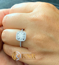 Load image into Gallery viewer, IGI Certified Cushion And Round Cut Diamond Engagement Ring Halo Style Bridal Ring  14k Solid White Gold Women's Wedding Ring 2.00ct F-VS2
