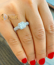 Load image into Gallery viewer, Princess And Round And Baguettes Cut Diamond Engagement Ring IGI Certified 14k Solid White Gold Prong Set halo Wedding Bridal Ring 2.00ctw
