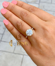 Load image into Gallery viewer, Round Cut Moissanite And Round Cut Sides Natural Diamond Engagement Ring Halo Style In 14K Solid Yellow Gold Bridal Wedding Ring 3.50ctw

