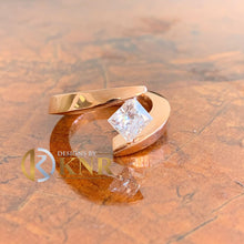 Load image into Gallery viewer, Princess Cut Moissanite Engagement Ring Tension Set Solitaire Set In 14k Solid And Heavy Rose Gold Wedding Ring Women's Bridal Ring 1.00ct
