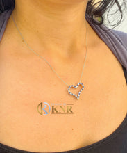 Load image into Gallery viewer, Heart Shape Round Cut Natural Diamonds And Sapphires Necklace 14k Solid White Gold Pendent And Adjustable Chain Bridal Wedding Gift 1.00ctw
