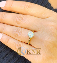 Load image into Gallery viewer, Cathedral Four Prong Setting Round Cut Natural Diamonds Engagement Solitaire Ring Minimalist Weddig Ring For Her 14K Solid Yellow Gold 0.80
