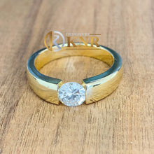 Load image into Gallery viewer, Round Cut Moissanite Engagement Ring Tension Set Solitaire Set In 14k Solid And Heavy Yellow Gold Wedding Ring Women's Bridal Ring 1.00ctw
