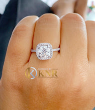 Load image into Gallery viewer, IGI Certified Cushion And Round Cut Diamond Engagement Ring Halo Style Bridal Ring  14k Solid White Gold Women's Wedding Ring 2.00ct F-VS2
