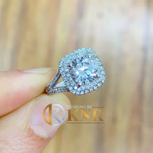 Load image into Gallery viewer, Round Cut Diamond Engagement Ring Halo Style Bridal Wedding Ring Split Shank IGI Certified Double Halo Bridal 14k Solid White Gold 3.00ctw

