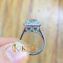 Load image into Gallery viewer, Round Cut Moissanite Engagement Ring Set In 14k Solid White Gold Wedding Ring Double Halo Bridal Ring Split Shank Halo Ring For Her 3.00ctw
