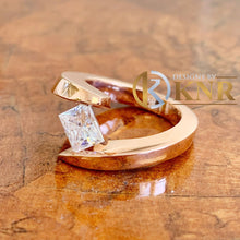 Load image into Gallery viewer, Princess Cut Moissanite Engagement Ring Tension Set Solitaire Set In 14k Solid And Heavy Rose Gold Wedding Ring Women's Bridal Ring 1.00ct
