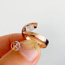 Load image into Gallery viewer, Princess Cut Moissanite Engagement Ring Tension Set Solitaire Set In 14k Solid And Heavy Rose Gold Wedding Ring Women's Bridal Ring 1.00ct
