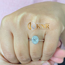 Load image into Gallery viewer, GIA Certified Oval Shape and Round Cut Sides Natural Diamond Engagement Ring 14k Solid White Gold Wedding Ring Halo Ring Bridal Ring 0.90ctw

