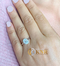 Load image into Gallery viewer, GIA Certified Oval Shape and Round Cut Sides Natural Diamond Engagement Ring 14k Solid White Gold Wedding Ring Halo Ring Bridal Ring 0.90ctw
