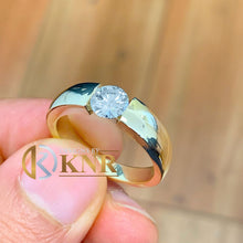 Load image into Gallery viewer, Round Cut Moissanite Engagement Ring Tension Set Solitaire Set In 14k Solid And Heavy Yellow Gold Wedding Ring Women's Bridal Ring 1.00ctw

