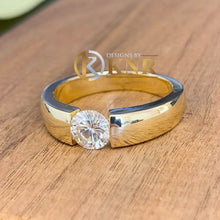 Load image into Gallery viewer, Round Cut Moissanite Engagement Ring Tension Set Solitaire Set In 14k Solid And Heavy Yellow Gold Wedding Ring Women's Bridal Ring 1.00ctw
