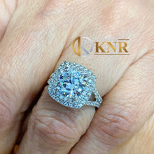 Load image into Gallery viewer, Round Cut Diamond Engagement Ring Halo Style Bridal Wedding Ring Split Shank IGI Certified Double Halo Bridal 14k Solid White Gold 3.00ctw
