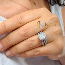 Load image into Gallery viewer, Princess Cut And Round Cut Sides Diamond Engagement Ring And Band Bridal Wedding Halo IGI Certified 14K Solid And Heavy White Gold 2.50ctw
