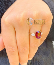 Load image into Gallery viewer, Oval Cut Ruby And CVD Pear Shape Diamonds Engagement Ring 14k Solid Yellow Gold Brisal Ring Prong Set Right Hand Ring Wedding Ring 5.00ctw
