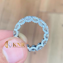 Load image into Gallery viewer, Round Cut Moissanite Eternity Band Three sided Styel Set In 14K Solid White Gold Bridal Band Deco Style Eternity Wedding Band 5.0mm 7.00ctw
