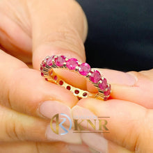 Load image into Gallery viewer, Round Cut Ruby Eternity Band Set In 14K Solid Yellow Gold Wedding Band Prong Set Anniversary Band Women's Bridal Ruby Band Gift 4.00ctw
