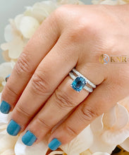 Load image into Gallery viewer, 14k solid white gold cushion cut blue sapphire and natural diamonds engagement ring halo, bridal, wedding, anniversary 5.00CT
