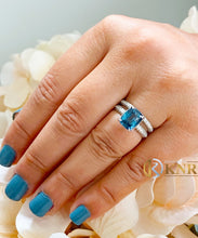 Load image into Gallery viewer, 14k solid white gold cushion cut blue sapphire and natural diamonds engagement ring halo, bridal, wedding, anniversary 5.00CT
