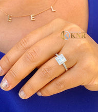 Load image into Gallery viewer, Princess Cut Moissanite and Natural Round Cut Diamond Engagement Ring Set In 14k Solid White Gold Wedding Ring Halo Style Bridal Ring 1.70ct
