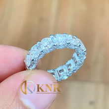Load image into Gallery viewer, Round Cut Moissanite Eternity Band Three sided Styel Set In 14K Solid White Gold Bridal Band Deco Style Eternity Wedding Band 5.0mm 7.00ctw
