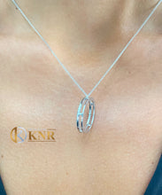 Load image into Gallery viewer, Round Cut Natural Diamonds Necklace Set In 14K Solid White Gold Pendent And Chain Circle Of Love Life Bridal Wedding Anniversary Gift 0.65ct
