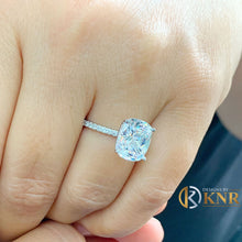 Load image into Gallery viewer, Cushion Cut Moissanite And Round Cut Sides Natural Diamonds Engagement Ring Minimalist Wedding Ring 14k Solid White Gold Bridal Ring 5.25ctw
