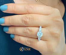 Load image into Gallery viewer, GIA Certified 14k Solid White Gold Round Cut And Baguettes Cut Diamond Engagement Ring Antique Deco 2.70ctw
