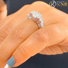 Load image into Gallery viewer, GIA Certified 14k Solid White Gold Round Cut And Baguettes Cut Diamond Engagement Ring Antique Deco 2.70ctw
