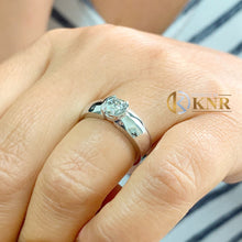 Load image into Gallery viewer, Round Cut Natural Diamond Semi Bezel Engagement Ring Solitaire Ring Women's Wedding Ring 14k Solid Heavy White Gold Bridal Ring For Her 0.70
