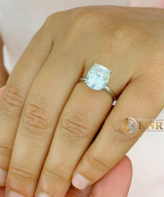 Load image into Gallery viewer, Elongated Cushion Cut Moissanite Engagement Ring Solitaire Bridal Ring Four Prong Set Minimalist Wedding Ring In 14k Solid White Gold 4.00ct
