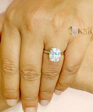Load image into Gallery viewer, Elongated Cushion Cut Moissanite Engagement Ring Solitaire Bridal Ring Four Prong Set Minimalist Wedding Ring In 14k Solid White Gold 4.00ct
