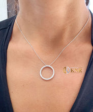 Load image into Gallery viewer, Round Cut Natural Diamonds Necklace Set In 14K Solid White Gold Pendent And Chain Circle Of Love Life Bridal Wedding Anniversary Gift 0.65ct
