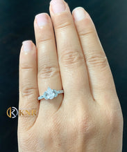 Load image into Gallery viewer, Pear Shape Moissanite And Round Cut Sides Engagement Ring 14k Solid White Gold Bridal Ring Halo Antique Filigree Style Wedding Ring 1.20ctw
