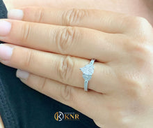 Load image into Gallery viewer, Pear Shape Moissanite And Round Cut Sides Engagement Ring 14k Solid White Gold Bridal Ring Halo Antique Filigree Style Wedding Ring 1.20ctw
