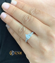 Load image into Gallery viewer, Pear Shape Moissanite And Round Cut Sides Engagement Ring 14k Solid White Gold Bridal Ring Halo Antique Filigree Style Wedding Ring 1.20ctw
