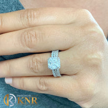 Load image into Gallery viewer, Cushion Cut And Round Cut Sides Diamond Engagement Ring And Two Matching Bands IGI Certified 14k Solid White Gold Wedding Set 3.50ct F-VS2
