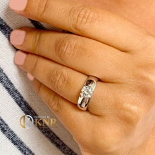 Load image into Gallery viewer, Round Cut Moissanite Semi Bezel Set Engagement Ring Solitaire Set In 14K Solid And Heavy White Gold Wedding Ring Women's Bridal Ring 0.90ct

