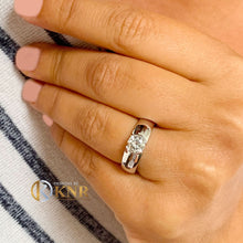 Load image into Gallery viewer, Round Cut Natural Diamond Semi Bezel Engagement Ring Solitaire Ring Women's Wedding Ring 14k Solid Heavy White Gold Bridal Ring For Her 0.70
