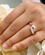 Load image into Gallery viewer, Natural Oval Cut morganite Ring Tension Set Engagement Ring Solitaire Bridal Wedding Ring Women's Propose Ring In 14k Solid Rose Gold 1.20ct
