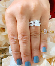 Load image into Gallery viewer, GIA Certified 14k Solid White Gold Princess Cut Diamond Engagement Ring And Band, Wedding Bridal Set 3.50ctw F-VS2
