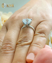Load image into Gallery viewer, Large FIVE Carat Round Cut Moissanite Engagement Ring Solitaire Set Bridal Ring Prong Set Wedding Ring in 14k Solid White Gold Ring For Her
