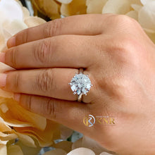Load image into Gallery viewer, Large FIVE Carat Round Cut Moissanite Engagement Ring Solitaire Set Bridal Ring Prong Set Wedding Ring in 14k Solid White Gold Ring For Her
