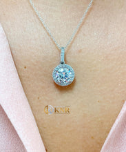 Load image into Gallery viewer, Round Cut IGI Certified Diamonds Necklace Pendent And Chain Halo Design Set 14K Solid White Gold Filigree Style Wedding Bridal Gift 1.75ctw
