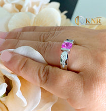 Load image into Gallery viewer, Oval Shape Natural Pink Sapphire Ring And Round Cut Natural Diamonds Ring Semi Tension Set Ring 14K Solid White Gold Engagement Ring 1.75ctw
