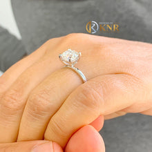 Load image into Gallery viewer, Round Cut Moissanite Engagement Ring Bridal Ring Wedding Ring Anniversary 14k Solid White Gold Four prong set Moissanite Solitaire Ring 1.20
