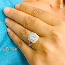 Load image into Gallery viewer, Round Cut Moissanite Engagement Ring Halo Split Shank Design Bridal Ring Double Halo Wedding Ring Filigree Styel 14k Solid White Gold 3.00ct
