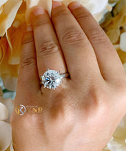Load image into Gallery viewer, Large FIVE Carat Round Cut Moissanite Engagement Ring Solitaire Set Bridal Ring Prong Set Wedding Ring in 14k Solid White Gold Ring For Her
