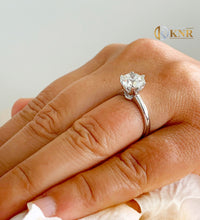 Load image into Gallery viewer, Round Cut Moissanite Engagement Ring Bridal Ring Crown Set Style 14k Solid White Gold Wedding Ring Six prong set Moissanite Solitaire 3.00ct
